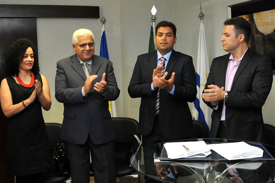 Secretária Gleide Braga, Superitendente do PROCON/TO, Nelito Cavalcante, defensor e coordenador do Nudecon Fabrício Silva Brito e o subdefensor Alexandre Augustus El Zayek