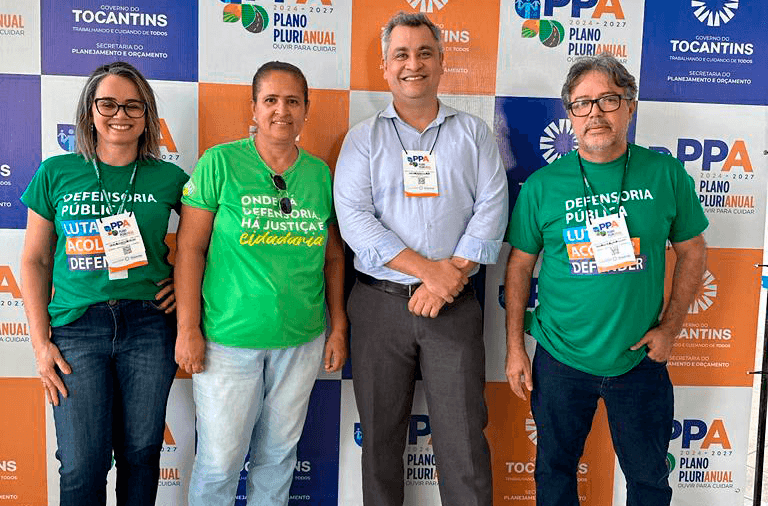Equipe da DPE-TO: Cléia Azevedo (E), Teresa de Maria, Pedro Alexandre e João Paulo