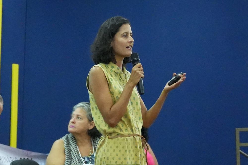 Tessia Carneiro apresentou os dados de violência doméstica no Tocantins e enfatizou a importância da educação em direitos humanos.