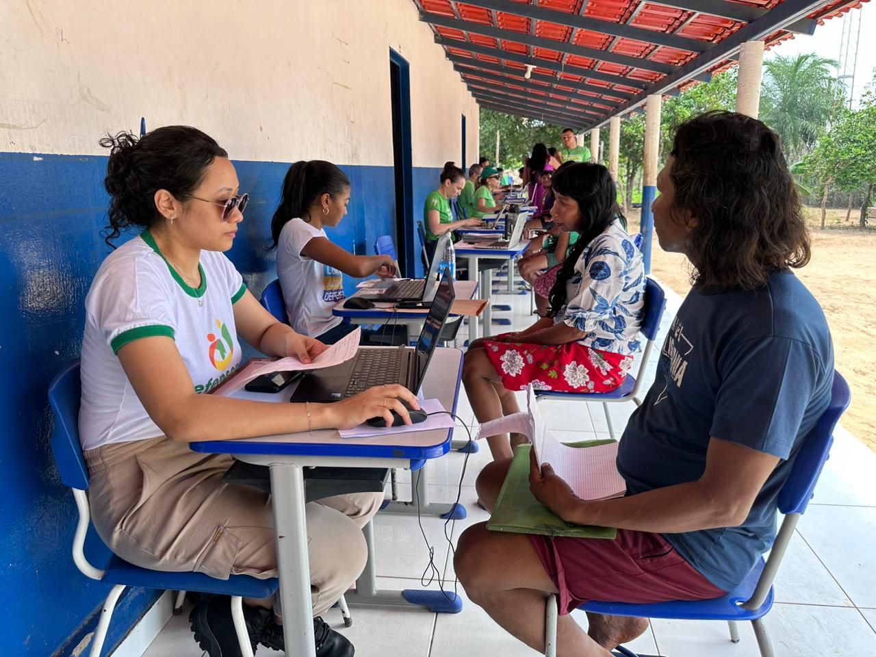Equipe em atendimento na Aldeia Manoel Alves