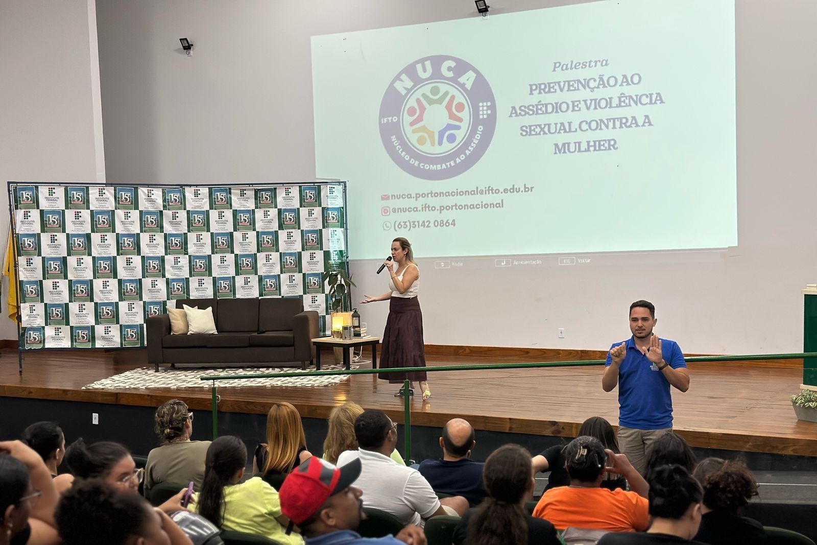 Pollyana Assunção falou sobre assédio, violência patrimonial e fez um resumo histórico dos direitos das mulheres e dos canais de denúncia de violência contra a mulher