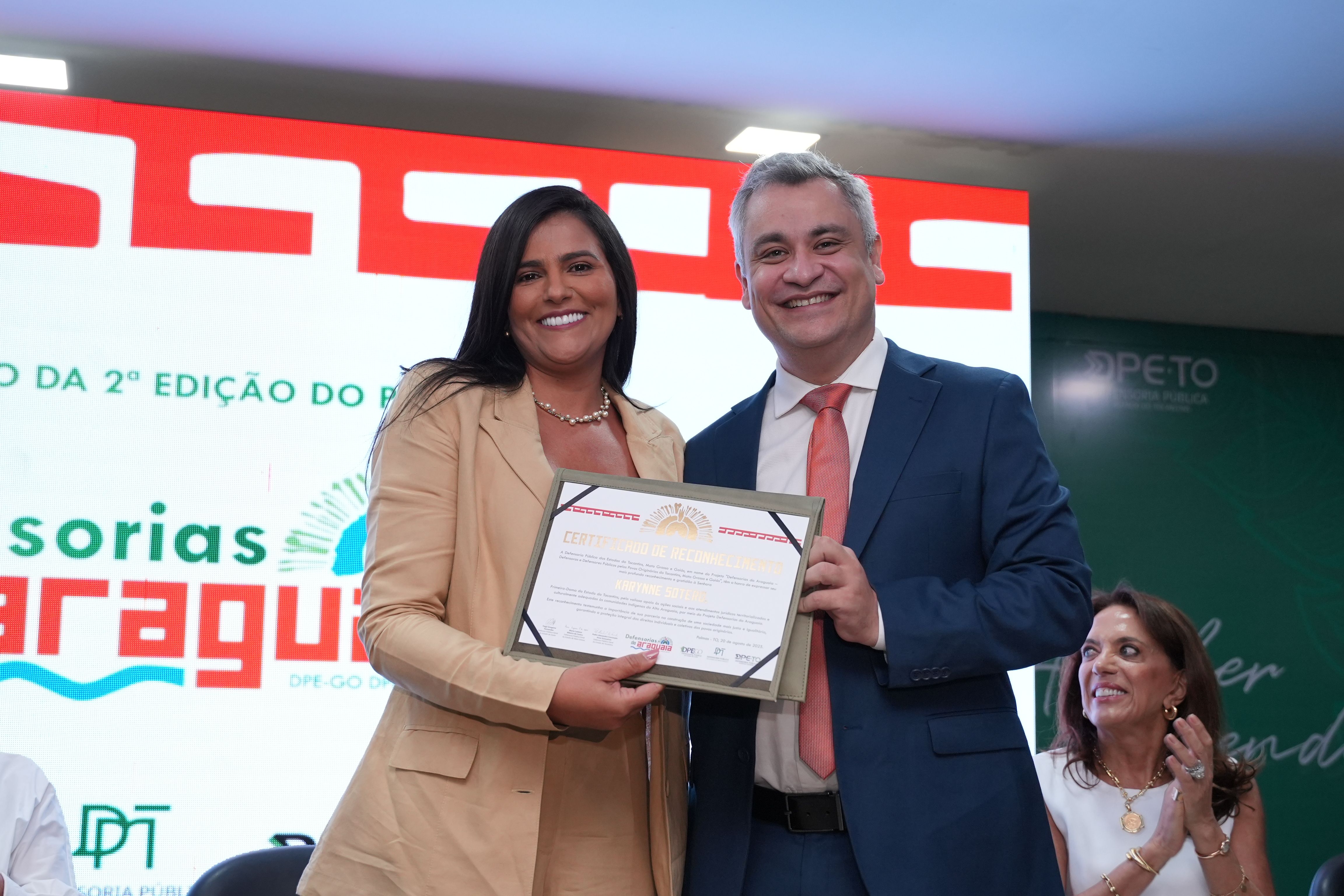 Defensor público-geral, Pedro Alexandre com a primeira-dama do Tocantins, Karynne Sotero