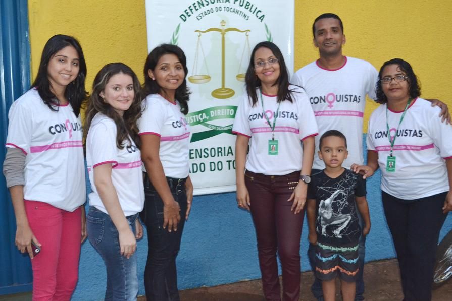 Equipe da DPE Tocantinópolis no evento da Secretaria da Mulher.