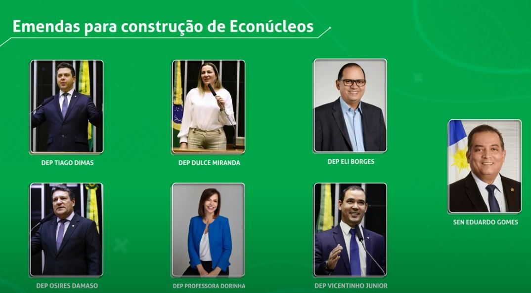 Parlamentares federais (2021/2022) que destinaram emendas para a implantação dos Econúcleos do Tocantins