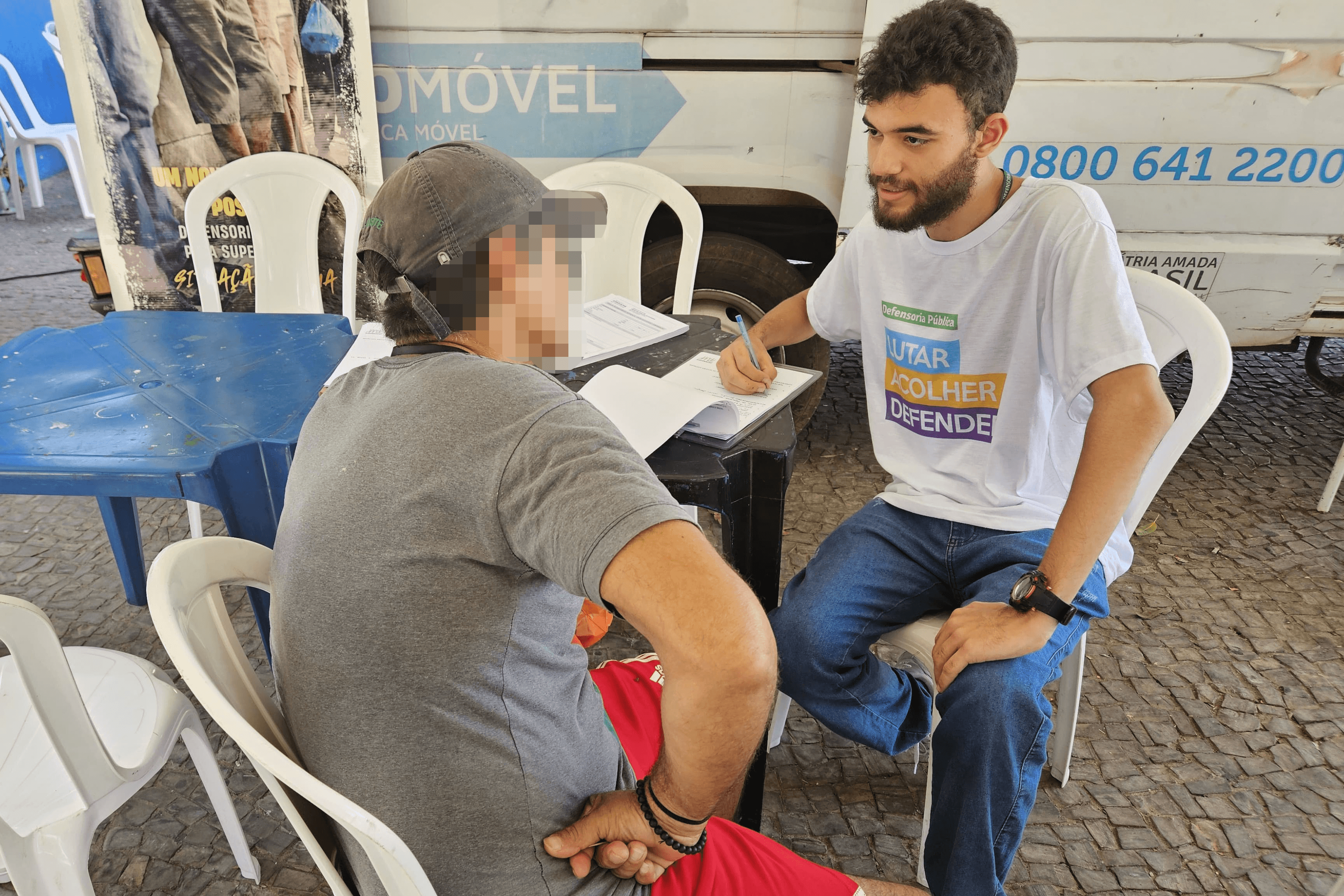 Assistido em atendimento durante a ação
