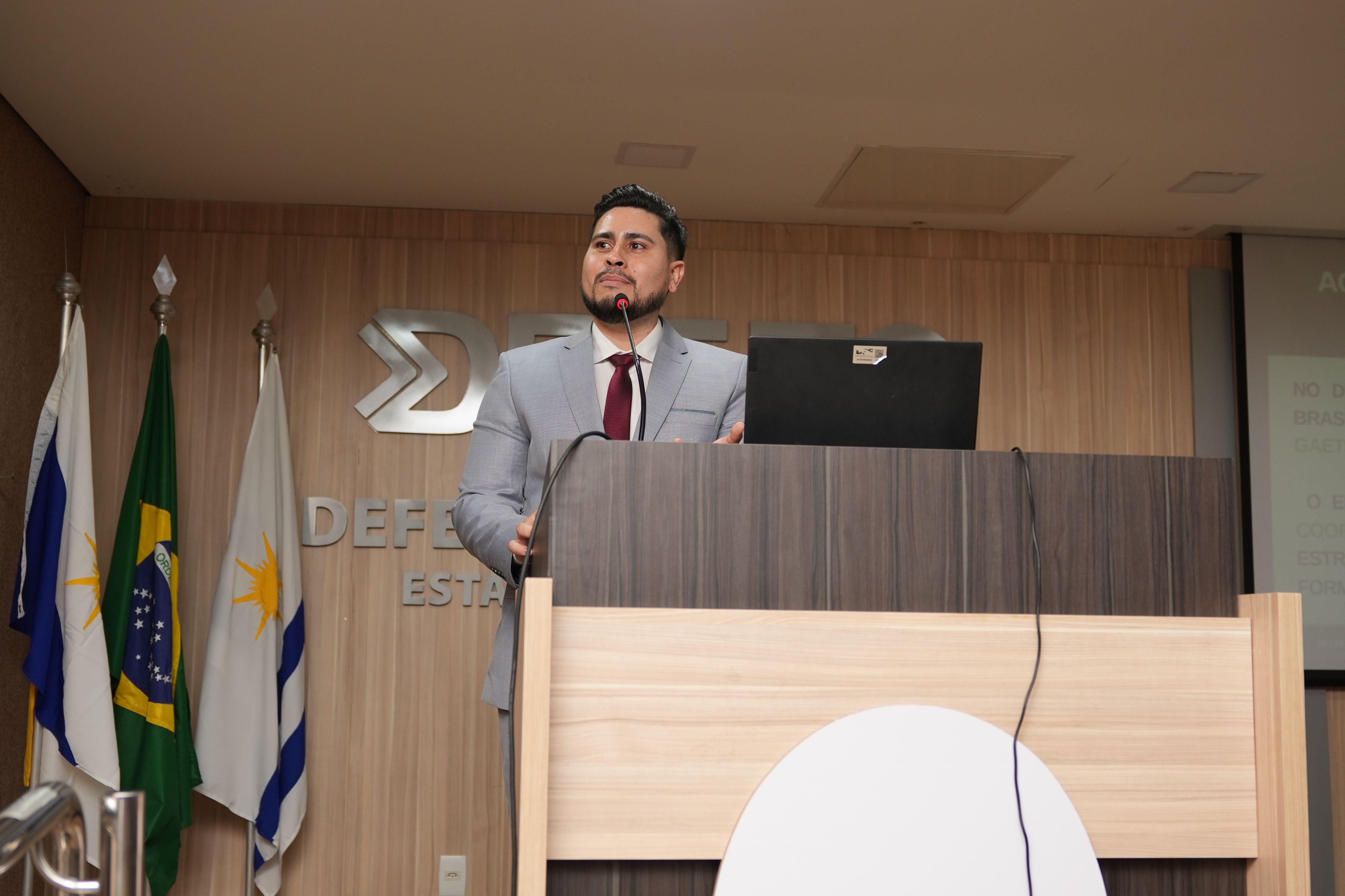 O assessor jurídico Albert Gomes Martins apresentou papel estratégico do Gaets na Formação de Precedentes qualificados pela Defensoria Pública.
