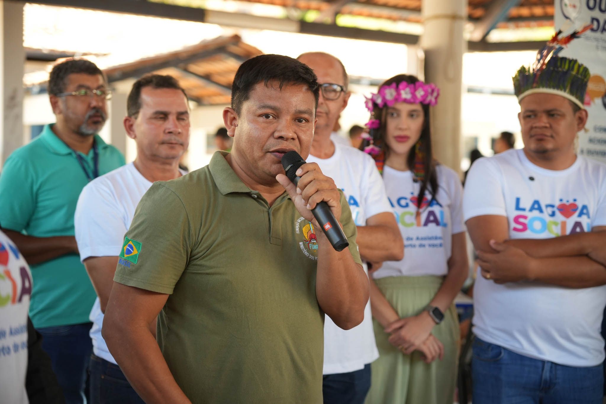 Bolivar Xerente parabenizou a iniciativa e falou da alegria de ver as instituições presentes para atender os indígenas.