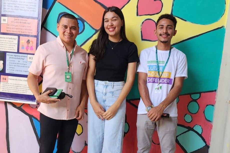 Equipe da DPE-TO em Araguatins que ministrou a atividade no Colégio Estadual Osvaldo Franco